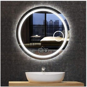 Resim GLOBAL LED MIRROR 75 Cm Makyaj Aynalı Dokunmatik Tuşlu Buğu Yapmayan Ledli Yuvarlak Banyo Aynası 