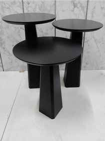 Resim Geometrik Mantar Yan Sehpa Siyah 