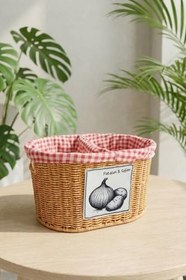 Resim Digithome Oval Rattan Hasır Patates Soğan Çift Bölmeli Sepet Düzenleyici Organizer -9T03 