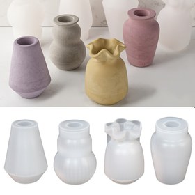 Resim 1 adet Mini Vazo Silikon Kalıp, Basit Vazo Kalıbı, Mumluk Kalıbı, Alçı Kalıbı, DIY Yuvarlak Ağızlı Mumluk Üretimi, Alçı Reçine Saksı, Ev Dekorasyonu (4 Farklı Stil Seçeneği) 