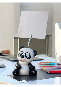 Resim Tatlı Sevimli Kawaii Panda Fotoğraf Not Tutacak Ofis Hediye Tutucu Siyah Beyaz 