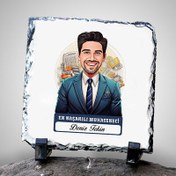 Resim Karikatürlü En İyi Erkek Muhasebeci Dekoratif Taş 