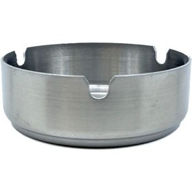 Resim Paslanmaz Çelik Yuvarlak Metal Küllük - Lüks Fırçalanmış Tasarım 8 Cm 