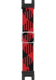 Resim Lemestar Amazfit T-rex/pro İçin 22mm Ayarlanabilir Esnek Nilon Değişim Kordonu - 7 Kırmızı Siyah 