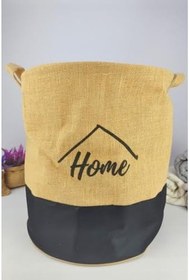 Resim Digithome Hasır Büzgülü Kirli Çamaşır Sepeti Yuvarlak Siyah - CLY-J1014 C1-1-121 