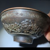 Resim Vintage Lotus & Çift Balık Kasesi - Ev, Ofis Dekoru için Şans Getiren Sanatsal Parça | Bakır El Sanatları Koleksiyonu, Oda Dekoru için Mükemmel 