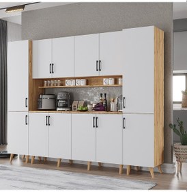 Resim Della Kahve Köşesi Çok Amaçlı Dolap Kiler Mutfak Dolabı Çam Beyaz 210 Cm Çam Beyaz 