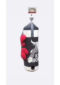 Resim Çocuk Boks Torbası Seti Eldivenli Aparat Hediyeli Kum Torbası Gri 