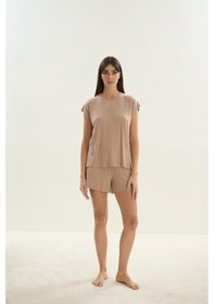 Resim Sevim Kadın Kısa Kol Şortlu Bej Pijama Takım C9t6n0o61 001 