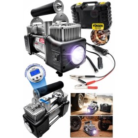 Resim PremiumPort Dijital Çift Silindirli 12V Oto Lastik Şişirme Pompası Hava Kompresörü 