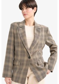 Resim Defacto Regular Fit Kareli Blazer Ceket G0678AX25AU 