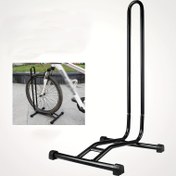 Resim Sleek Black Iron L-Shaped Bisiklet Standı - Sağlam İnşaat, Alan Tasarrufu Sağlayan Tasarım, Tüm Bisikletleri Tutabilir, Verimli Bisiklet Depolama İçin İdeal, Bisiklet Depolama Raci 