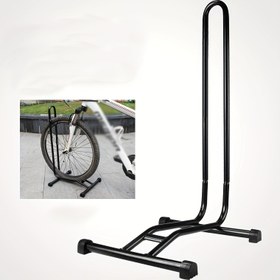 Resim Sleek Black Iron L-Shaped Bisiklet Standı - Sağlam İnşaat, Alan Tasarrufu Sağlayan Tasarım, Tüm Bisikletleri Tutabilir, Verimli Bisiklet Depolama İçin İdeal, Bisiklet Depolama Raci 