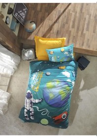 Resim Cotton Box Junior Nevresim Takımı Tek Kişilik Little Astronaut Turkuaz 