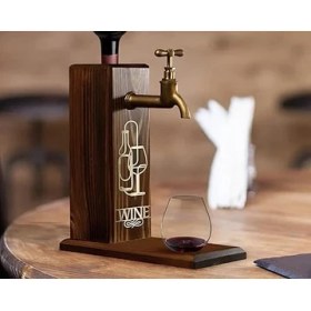 Resim Şarap Baskılı Musluklu Doğal Ahşap Içki Standı, Içki Çeşmesi, Doğum Günü Hediyesi, Ev Hediyesi, Içecek Dispenseri 