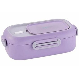 Resim Vagonlife Paslanmaz Çelik Beslenme Kabı Lunchbox Tek Katlı 2 Bölmeli Çatal-kaşıklı 550 Ml Mor Bl2106 