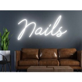 Resim Nails Yazılı Neon Tabela Beyaz 