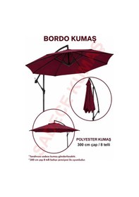 Resim Bordo Polyester Kumaş 300 Cm / 8 Telli Makaralı Şemsiye İle Uyumlu 