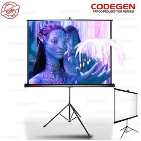 Resim Codegen Tx-18 Trıpod Projeksiyon Perdesi 180x180 Arkası Siyah Fonlu - Taşınabilir Ayaklı Model 