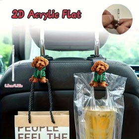 Resim 2 Adet Yeşil Kapüşonlu Sevimli Köpek Araç Başlığı Askısı - Evrensel Çanta, Cüzdan ve Ceket Organizatörü - Halloween & Noel Araba Tutkunları İçin Şirin Aksesuarlar, Araç Aksesuarı, Oyuncağı Tasarım, Kaliteli Kanca, Sık Seyahat Edenler İçin 
