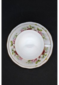 Resim Bone China Vintage Çay Fincanı 3 Parça 200 Ml Kırmızı - Beyaz 