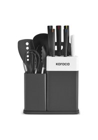 Resim Karaca Yame Kesme Tahtası ve Servis Setli 12 Parça Bıçak Seti Siyah 