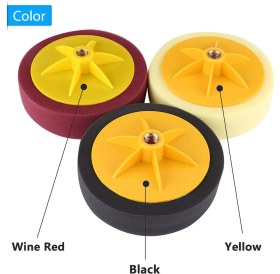 Resim Creatorally 6 Inç/15 cm Sünger Tekerlek Parlatma Ağda Ped Kiti Aracı Araba Parlatıcı Için Siyah Sarı Şarap Kırmızı (Yurt Dışından) 