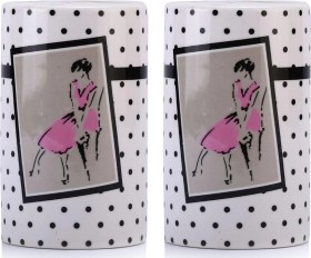 Resim 2 Adet Kalemlik Pembe Elbiseli Kadın Model Seramik Ofis Gereci 7x7x11cm Çok Renkli 