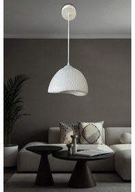 Resim Tekli Sarkıt Beton Avize - 20 Cm / Krem Krem 