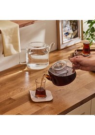 Resim Borosilikat Cam Çaydalık Takımı 1,8+1,1 Litre Beyaz 