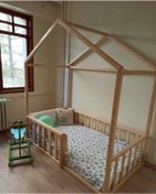 Resim Deniz mobilya Montessori Yatak Subazli Vernikli 90x190 Ters Çatılı 