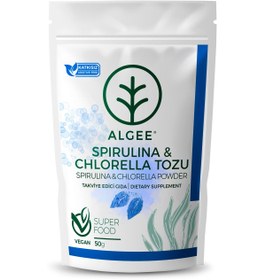 Resim Spirulina & Chlorella Tozu 50g | Süper Gıda Karışımı – Katkısız & Vegan | ALGEE® 
