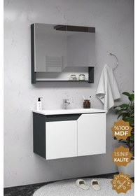 Resim Teta Home Napoli 80 Cm Mdf Banyo Dolabı Seti Antrasit-beyaz Antrasit - Beyaz 