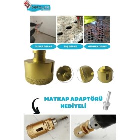 Resim Depolife 10 mm Granit Mermer Seramik Fayans Beton Taş Delme Panç Spiral Avuç Taşlama Matkap Uyumlu M14 Aparat 