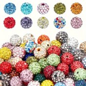 Resim 50 Adet 10mm Karışık Renkli Rhinestone Boncuk, Shamballa Stil Kil Boncuk DIY Takı Yapımı için, Bileklikler, Kolyeler, Küpeler, El Sanatları için Kristal Disko Topu Boncukları 