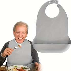 Resim 1 Adet Büyük/Çok Büyük Yetişkin Silikon Önlük Yaşlılar İçin - 3D Ergonomik Tasarım, Çıtçıtlı Kapatma, Dökülmez Yeniden Kullanılabilir Yemek Koruma & Bağımsızlık için Gıda Önlüğü, Yaşlı Bakım Aksesuarı, Kolay Temizlenebilir Malzeme 