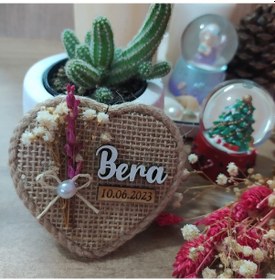 Resim Ahşap Kalp Jüt Magnet Mıknatıslı 10lu 