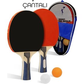 Resim 4lü Çantalı Masa Tenisi Raketi Seti Amatör Başlangıç Seviye Maç Raketi 2 Raket 2 Top 