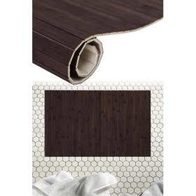 Resim Binbir Reyon Bambu Halı Banyo Paspası Kaydırmaz Özellikli Taban 50CMX120CM Koyu Kahverengi LC009 
