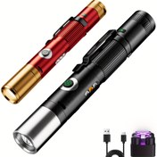 Resim PASIION 600 Lümen Şarj Edilebilir El Feneri, Elektronik Ark Ateşlemeli, Acil Durum Alarmı ve Manyetik Taban - Mini, Ayarlanabilir Odaklama, C Tipi, İç Mekân Kullanımı, Çadır Kampı, EDC (Günlük Taşınabilirlik), Savunma için Uygun 