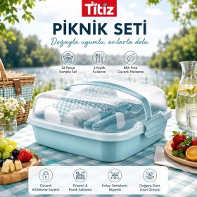 Resim Titiz Piknik Seti 6 Kişilik Kamp ve Bahçe Seti - 32 Parça 