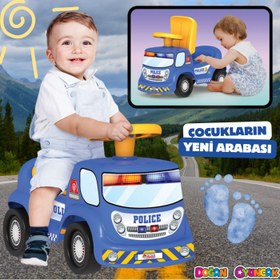 Resim Go Hero Polis Arabası - Binmeli Araba İlk Arabam - Çocuk Arabası - İlk Adım Arabası - 4 Teker Araç 