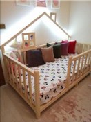 Resim Milano İthal Ladin Ahşap Çatılı Montessori Çocuk Karyola 80*130 c 