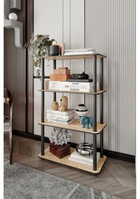 Resim Dekoratif Masivo Kitaplık 4 Katlı 30x60 Dikdörtgen Çok Amaçlı Raf Safir Meşe Meşe 