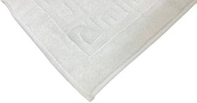 Resim Geometrik Desenli Beyaz Ayak Havlusu, Banyo Paspası 