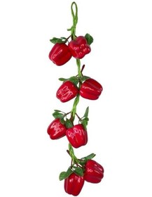 Resim Yapay Kırmızı Kapya Biber Salkımı Süs Sahte Biber Yapay Meyve Sebze 