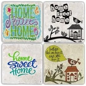 Resim Oscar Stone Decor Doğaltaş Bardak Altlığı 4'Lü Set (10 Cm X 10 Cm) Ba454 