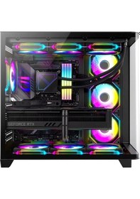 Resim Dragos Ocean Curved Pro 750W 80+ Temperli Cam Atx Mid Tower Oyuncu Bilgisayar Kasası Siyah 