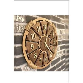 Resim Ümra Lazer Dekoratif Ahşap Halatlı Duvar Saati Kahverengi 