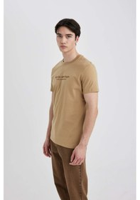 Resim DeFacto Slim Fit Dar Kesim Bisiklet Yaka Baskılı Kısa Kollu Tişört C2085AX24SMBG118 